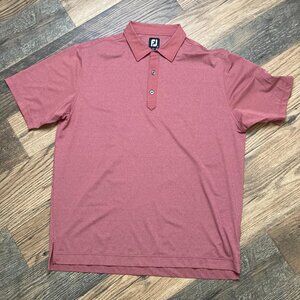 FootJoy FJ Men’s Golf Polo Shirt Salmon Pink/Burgundy Performance Stretch Sz XL